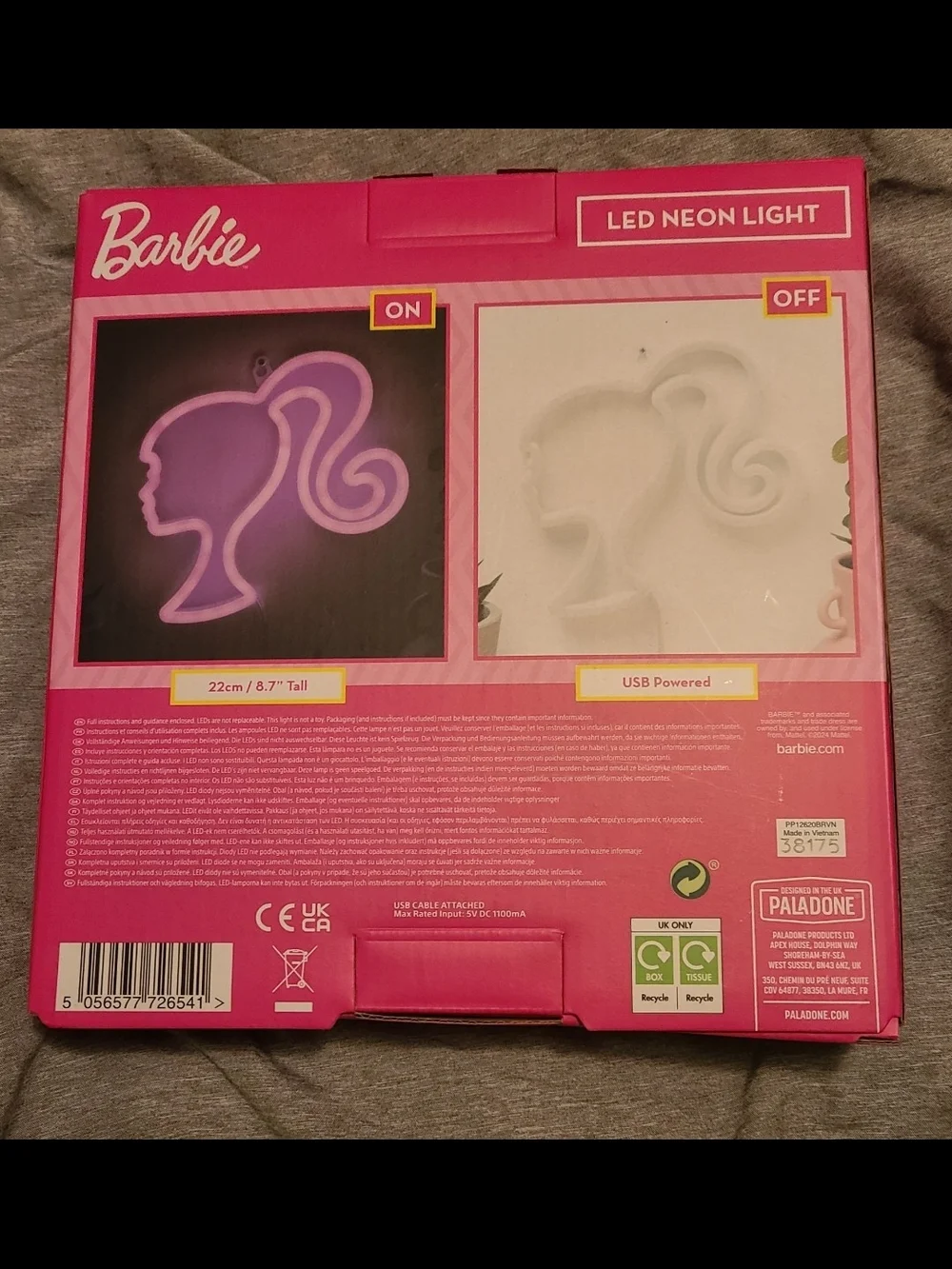 New!! Barbie Pink LED Neon Light Silhouette Wall Art USB Powered
